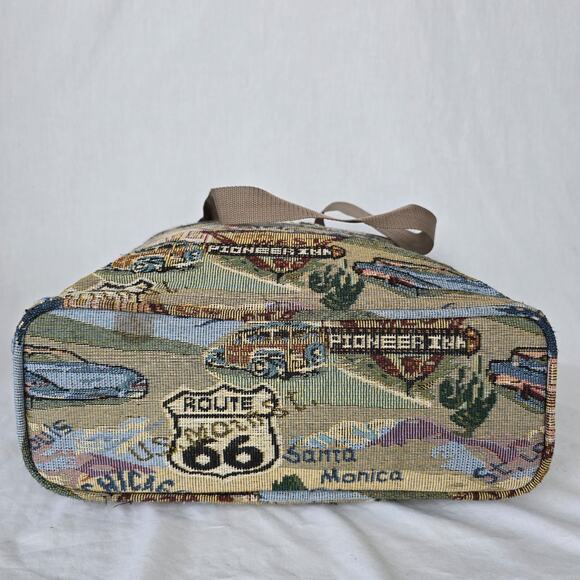 Route US 66 Tote Landscaped Multi-Color Zipper Closure Canvas 14" x 12" x 5" - Picture 10 of 16